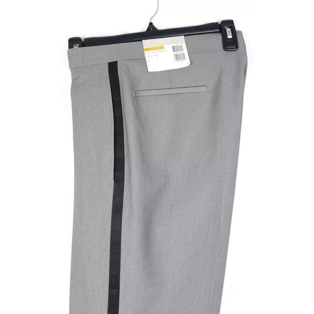 Alfani Mens Slim Fit Tuxedo Dress Pants 32x34 Grey Black Stretch AlfaTech NWT